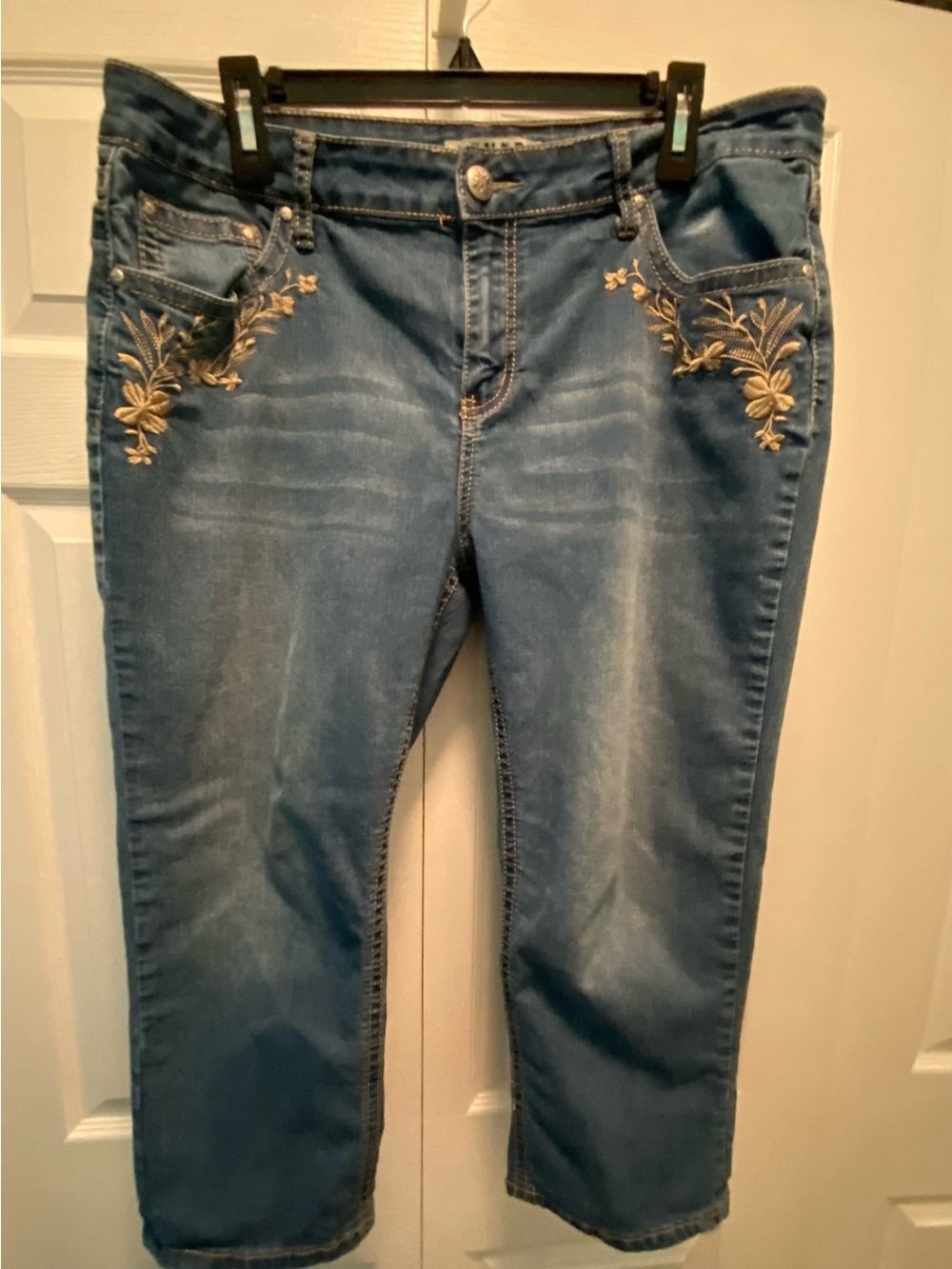 ZANADI Blue Jeans with Beige Embroidery Size 16